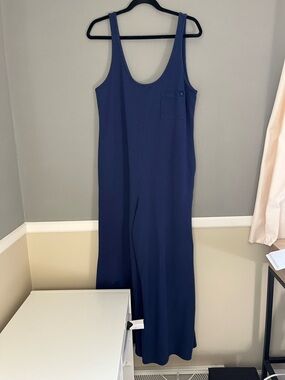 Savage X Fenty Navy Blue Sleeveless Jumpsuit Wide Leg Stretch Lounge Athleisure